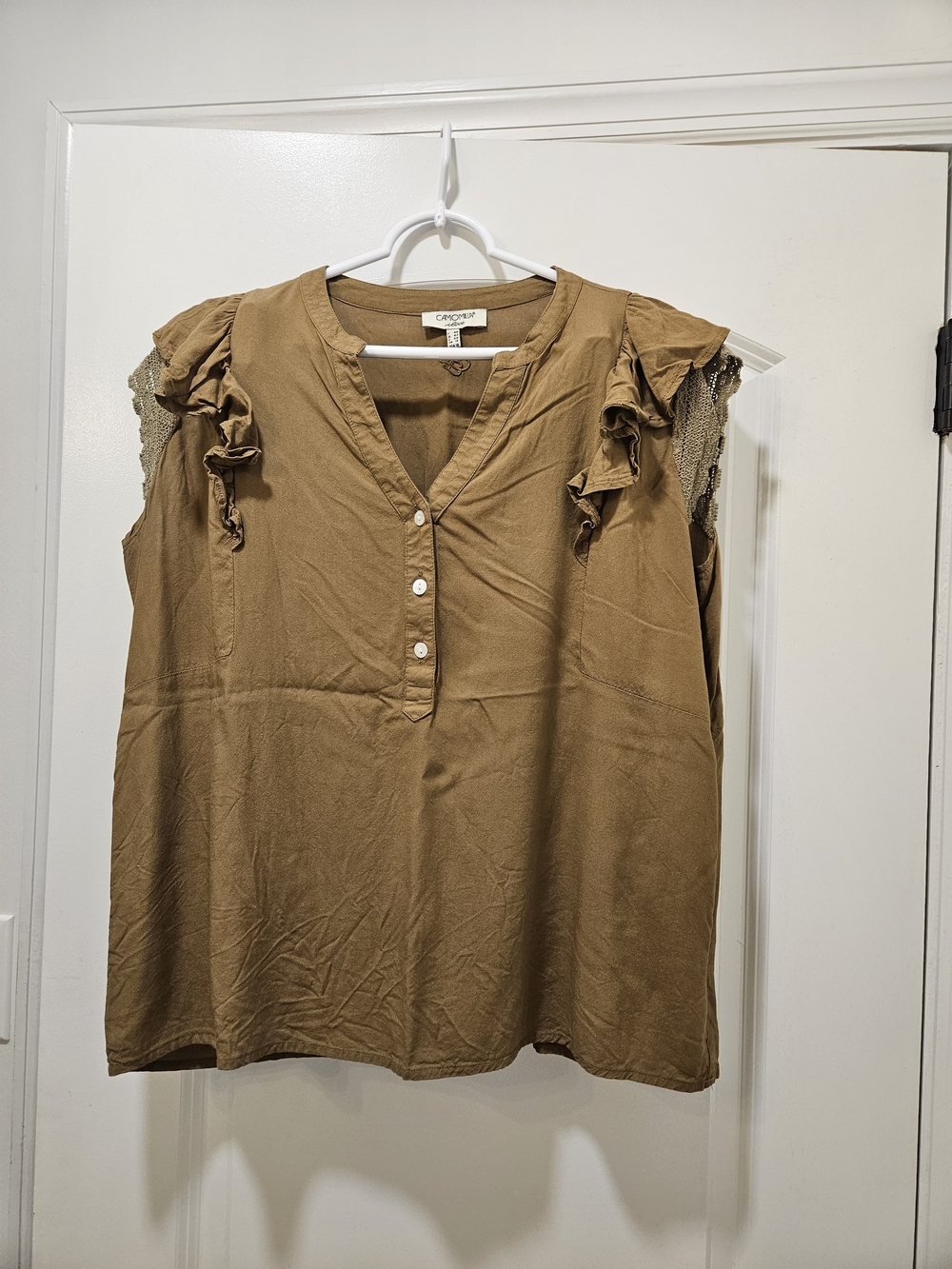 Camomilla I Love Women's Brown Ruffle Sleeve Blouse